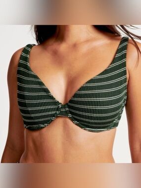 Abercrombie & Fitch Green and White Striped Underwire Bra